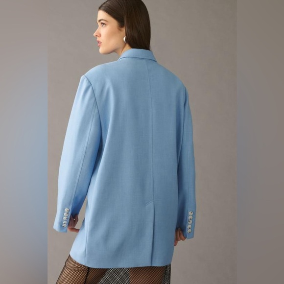 Anthropologie Maeve Oversized Blue Blazer Shoulder Pad Size XS/S - Picture 3 of 16